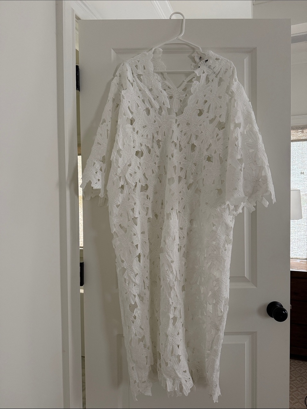 Anthropologie White Crochet Maxi Dress